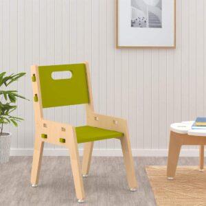 Silver Peach Wooden Chair – Green