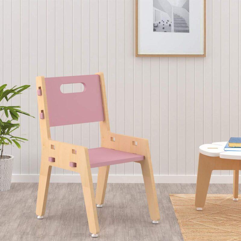 Silver Peach Wooden Chair– Pink